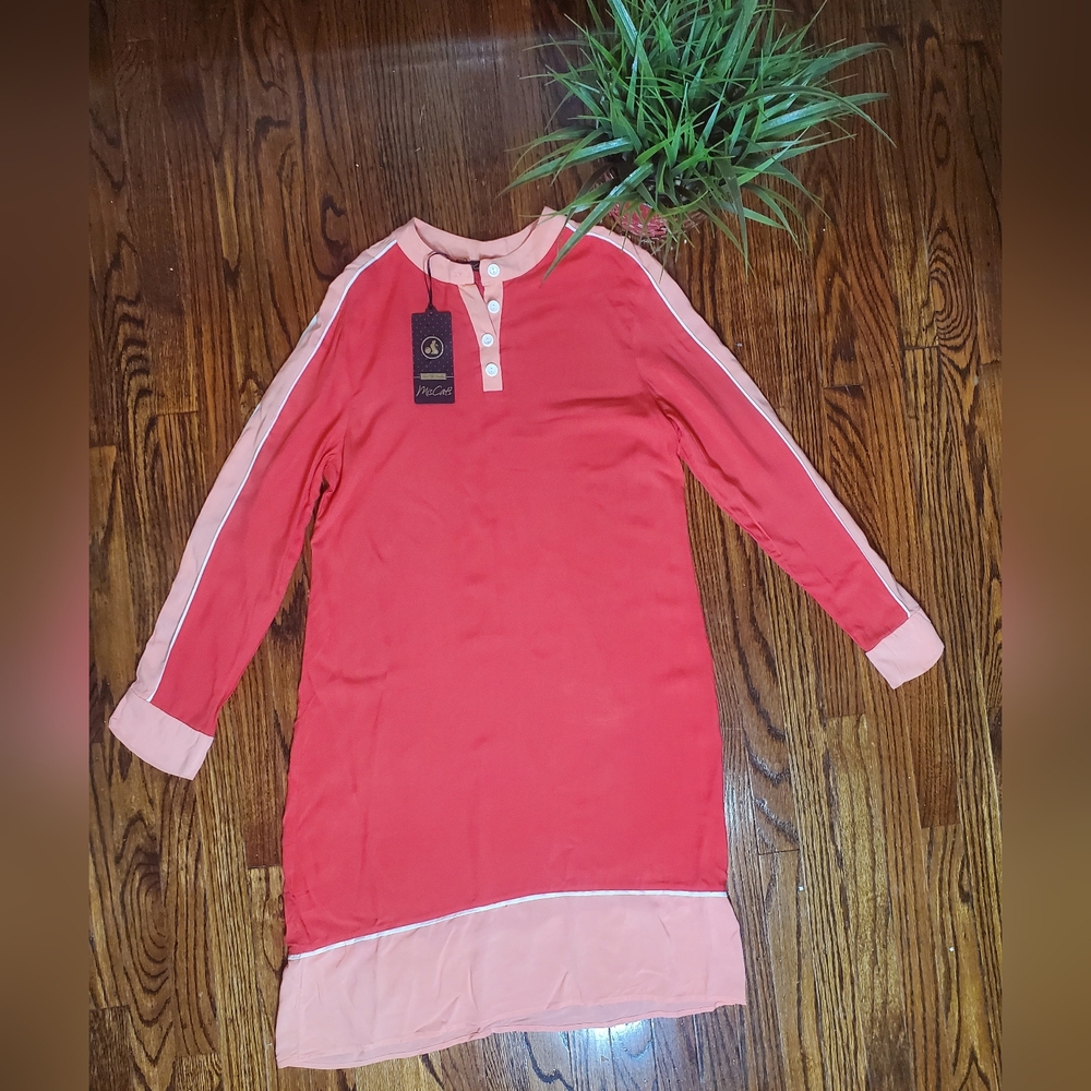 MisCats NWT Women's Shirt Dress Long Sleeve Orange Size S